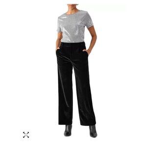 Sanctuary Faye Womens Black Velvet Wide-Leg Pants Size 32 new‎ pockets